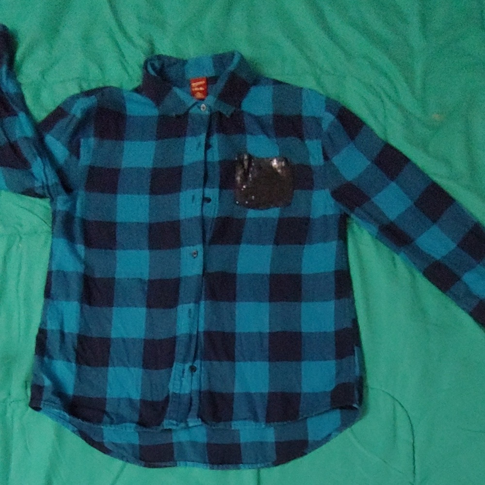 Dark blue plaid shirt